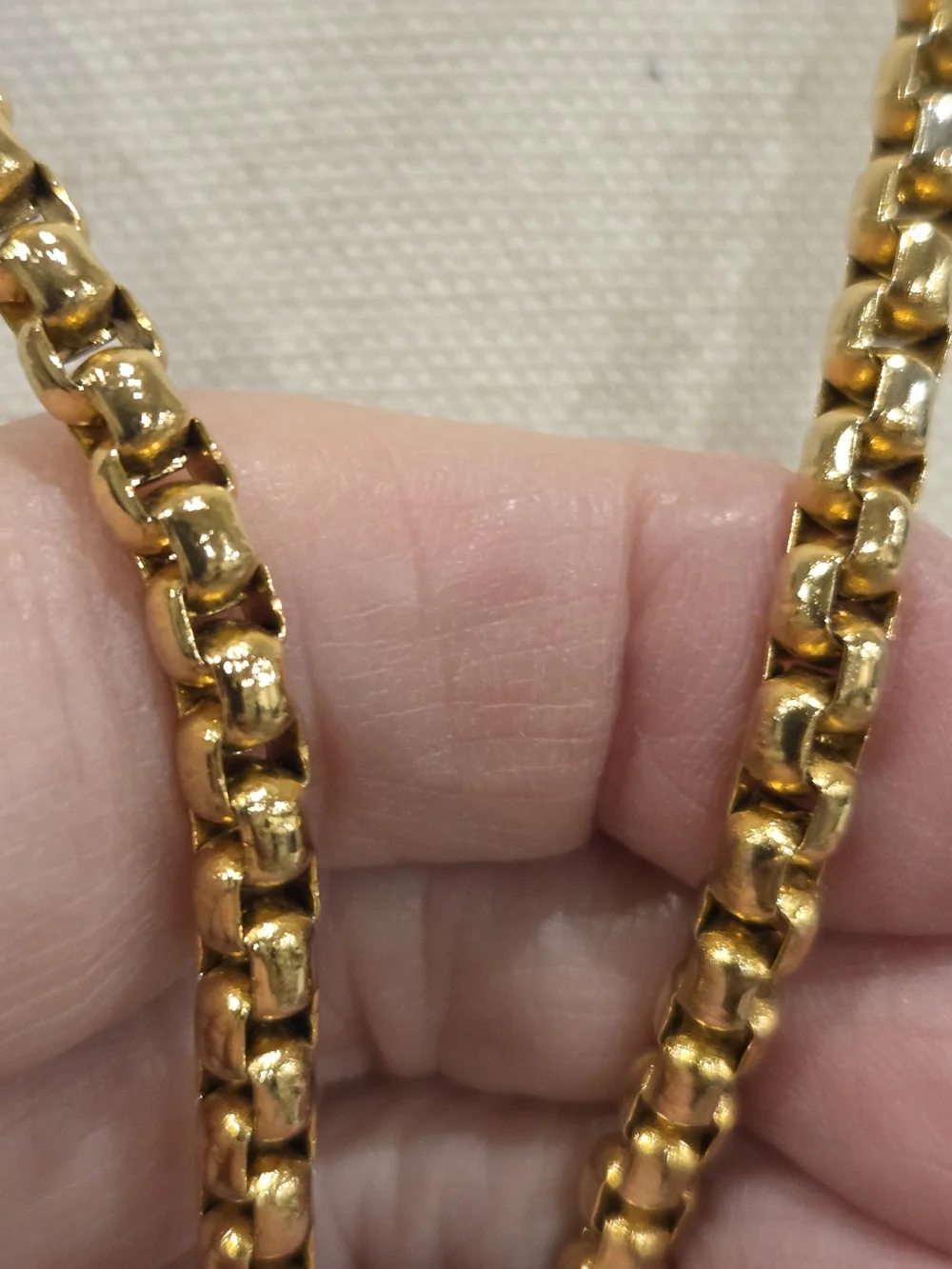Gold Chain Necklace with Silver Filigree and Amber Pendant Signed LB